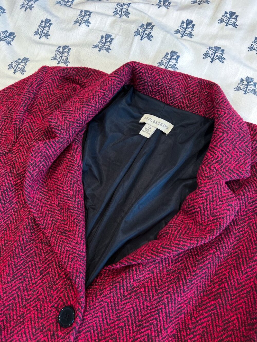 Red Herringbone Blazer Jacket from Appleseed’s | Size 18 - Picture 2 of 4